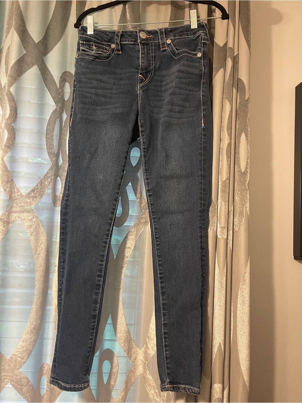 True Religion Dark Blue Women's Jennie Curvy Super Skinny Jeans